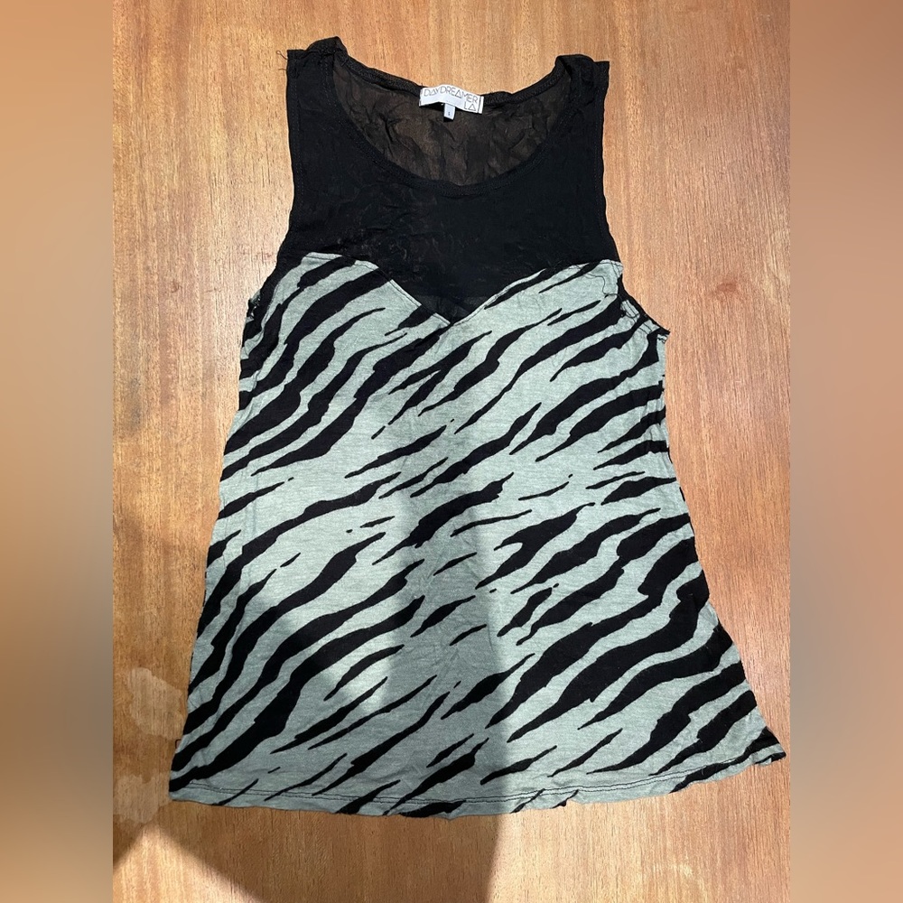 Tiger Like striped Black & Green Tank